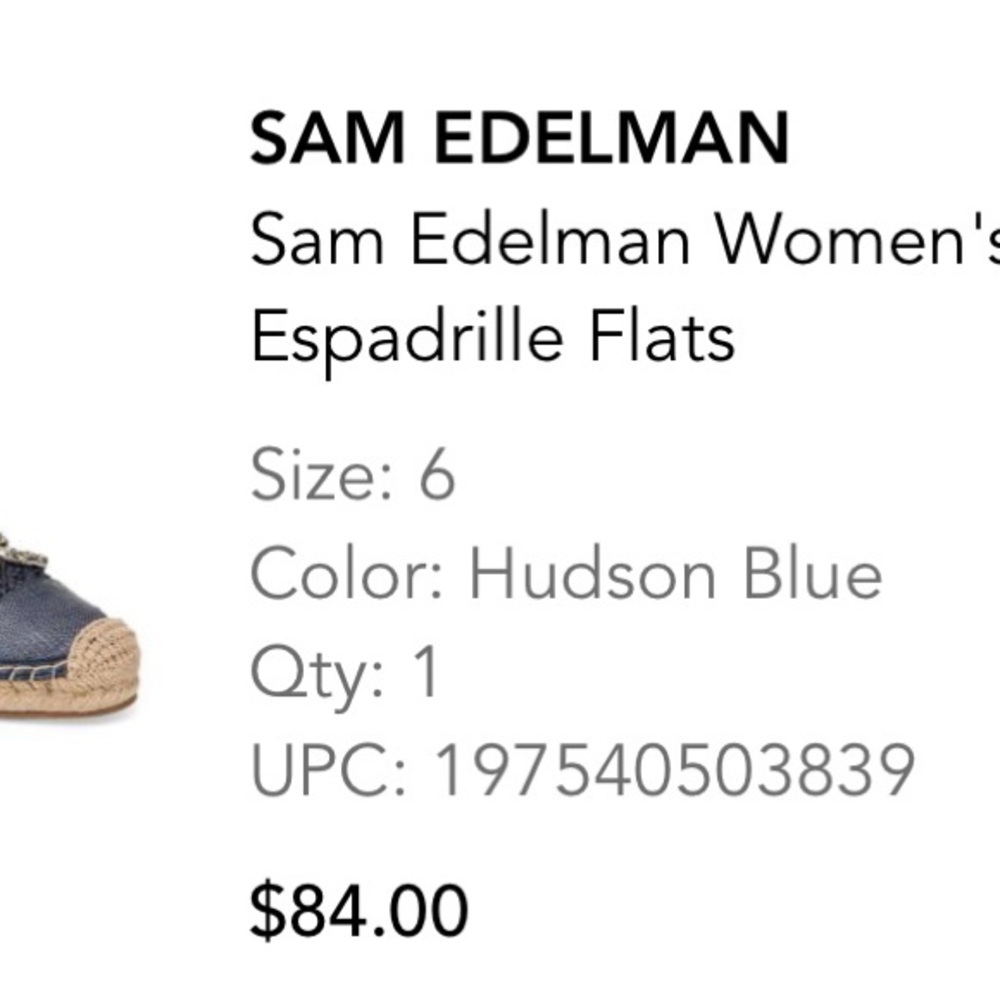 Sam Edelman Women's Blue Espadrille Flats